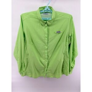 Columbia PFG Tamiami II Lime Green Long Sleeve Fishing Shirt Womens 1X 1TF